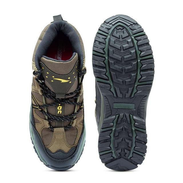 ASIAN Men's Everest-21 Sports Trekking & Hiking,Walking Hi-Neck Shoes with Rubber Outsole & Memory Foam Insole Lace-Up Shoes (Olive Black)