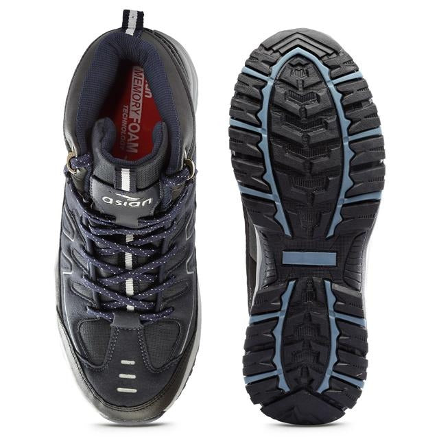 ASIAN Men's Everest-22 Sports Trekking & Hiking,Walking Hi-Neck Shoes with Rubber Outsole & Memory Foam Insole Lace-Up Shoes (Navy)