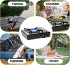 Camping Stove - Portable Propane Butane Stove with Dual Fuel; Auto Ignition - Perfect for Picnics, Hiking, Fishing, BBQ - Cook Delicious Meals - The Adventure Hut