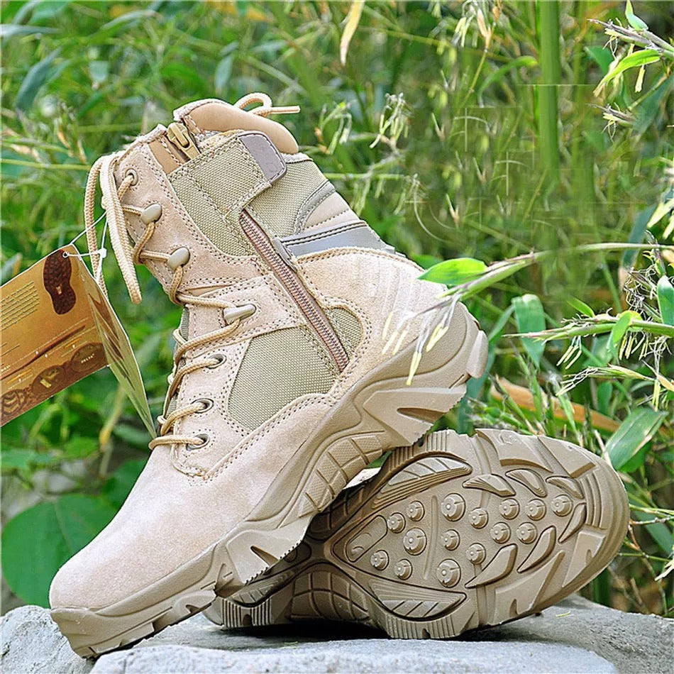 Hiking Boots Mens Walking Shoes Outdoor Lightweight High Rise Trekking Climbing Shoes Lace-Up Anti-Slip Camping Biking Backpacking Sand