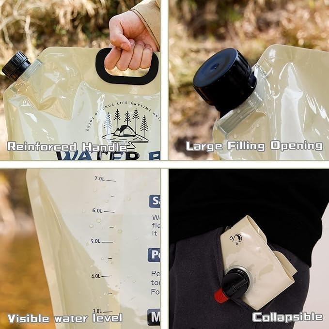 8L Liter Folding Water Storage Bag Pouch for Cycling, Picnic, Outdoor Camping, Road Trip, Traveling Water Carrier Supplies Bag and Container