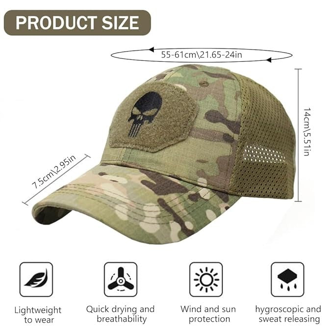 Camouflage Breathable Mesh Fabric Lightweight Outdoor Tactical Sun Cap