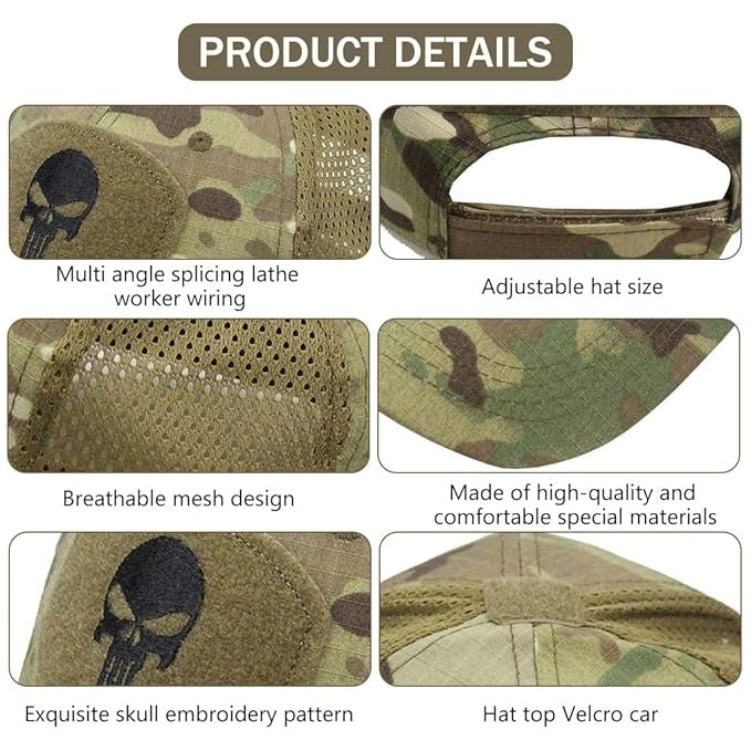 Camouflage Breathable Mesh Fabric Lightweight Outdoor Tactical Sun Cap