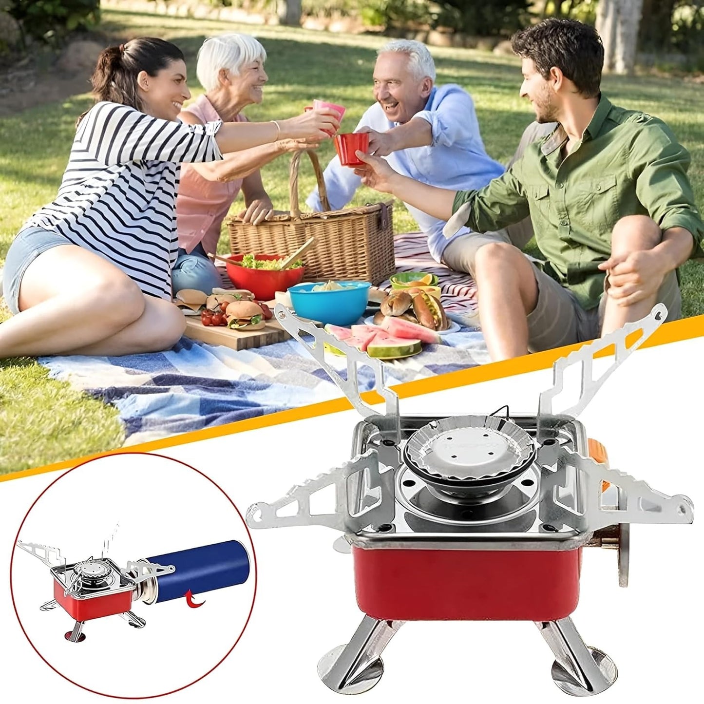 Camping Stainless Steel Ultra Light Folding Gas Stove for Outdoor Camping,Hiking,Picnic