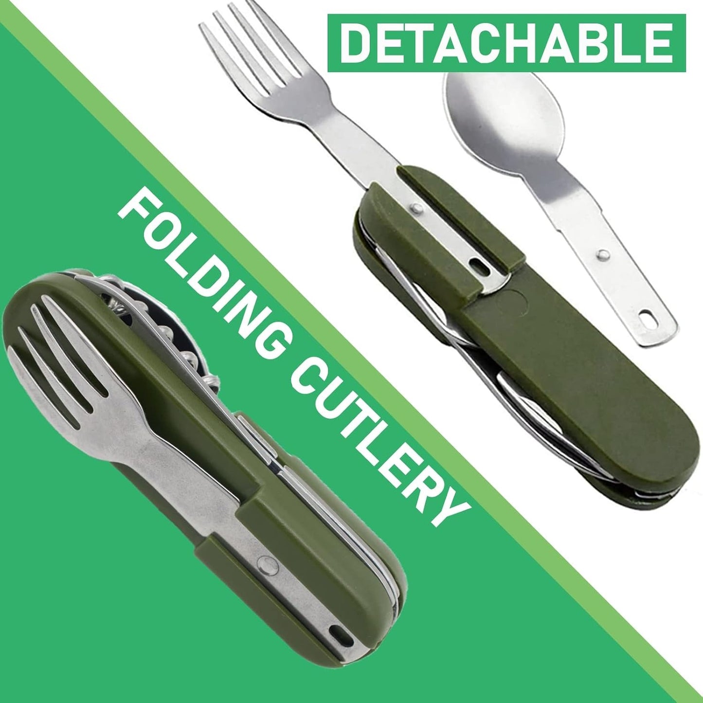 7 In 1 Multi-Spoon for Camping Picnic Hiking Trekking, Outdoor Cutlery Detachable Spoon And Fork Folding Knife