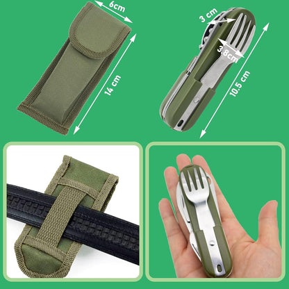 7 In 1 Multi-Spoon for Camping Picnic Hiking Trekking, Outdoor Cutlery Detachable Spoon And Fork Folding Knife