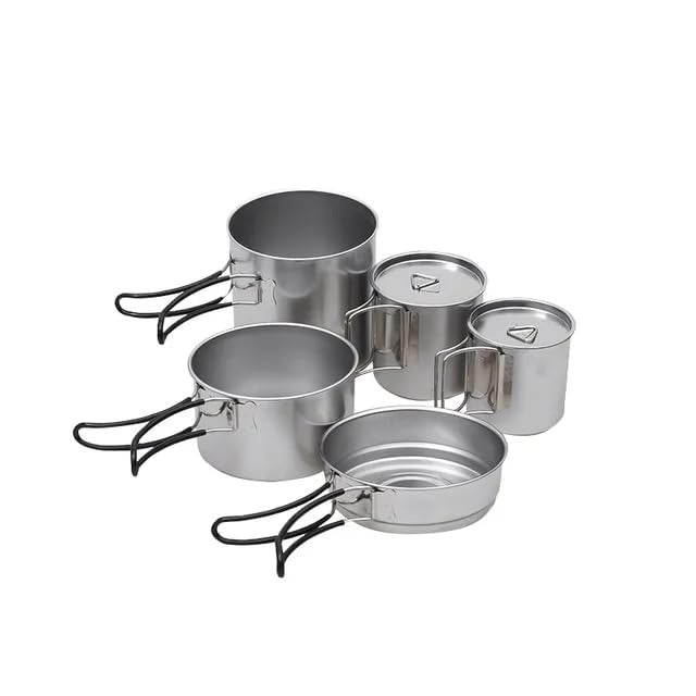 Portable Camping Cookware 5-Piece Stainless Steel for Outdoor Cookware - Non Stick Camping Pans for Picnics and Hiking, - The Adventure Hut