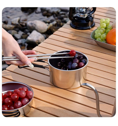 Portable Camping Cookware 5-Piece Stainless Steel for Outdoor Cookware - Non Stick Camping Pans for Picnics and Hiking,