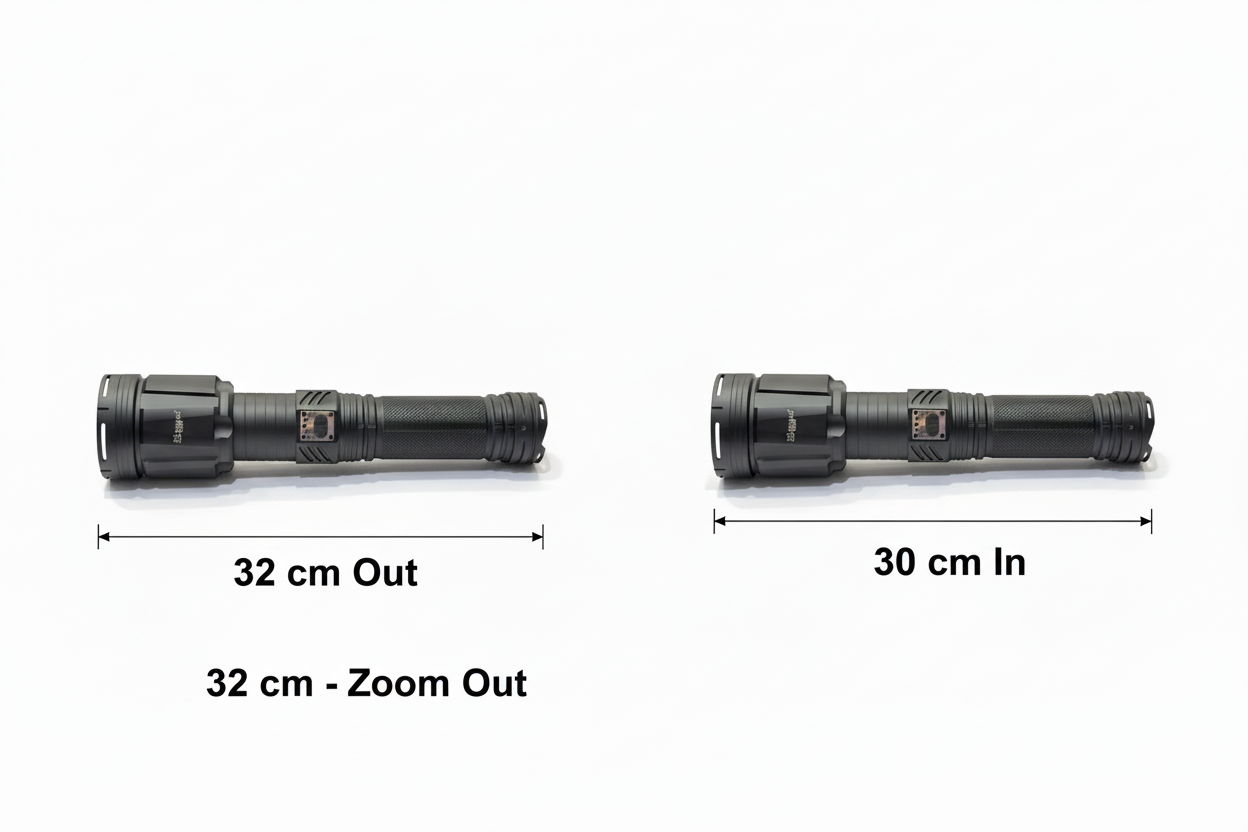 Flashlight Size Comparison with Dimensions