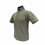 Tactical combat shirt three-quarter view showing zippered sleeve pocket