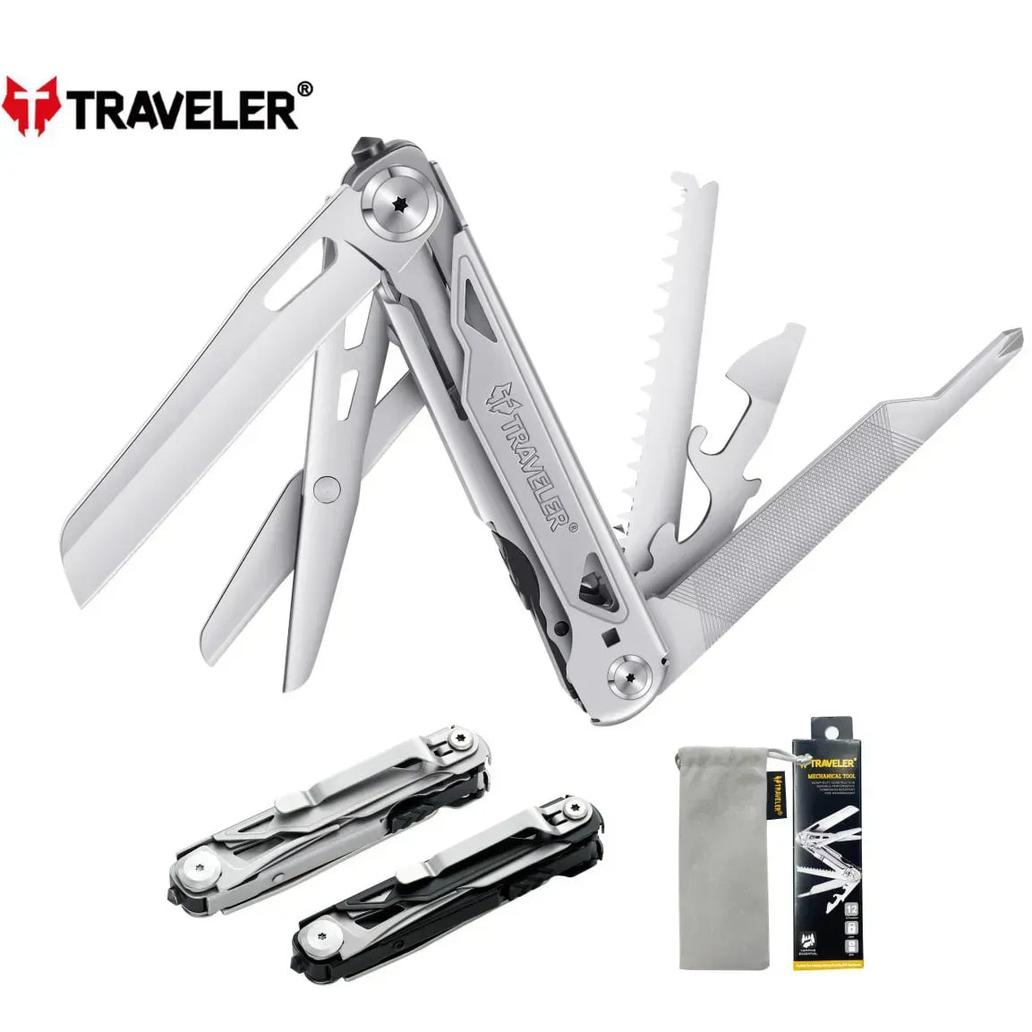 Multitool Traveler –12-In-1 (440) The Ultimate All-in-One Pocket Tool |The Adventure Hut