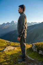Professional tactical tracksuit with olive green stripes