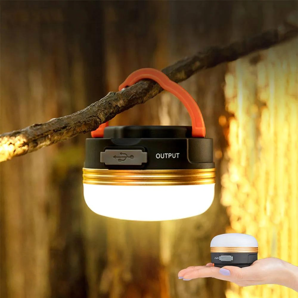 Adventure Hut Rechargeable LED Camping Lantern with 1800mAh Power Bank | Portable USB Tent Light with Hook for Hiking, Emergency & Outdoor Use
