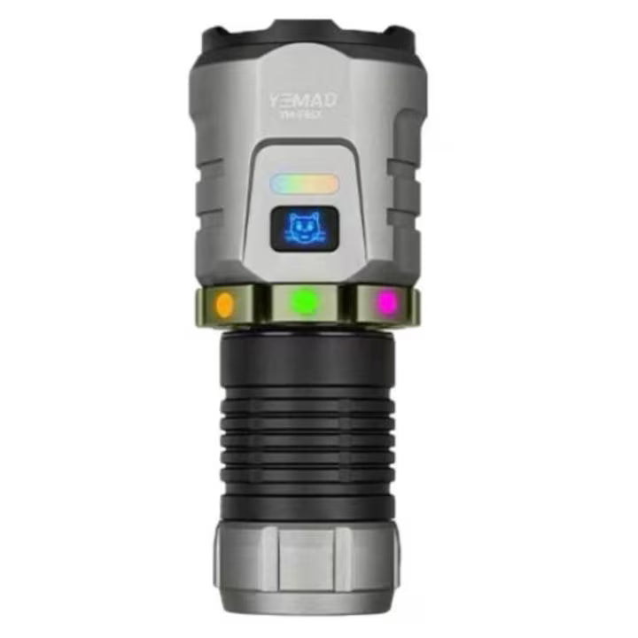 TAH YEMAO F86X Rechargeable Tactical Flashlight, 3300 Lumens, USB-C, Magnetic Base, 5000 mAh Battery, Black