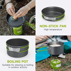 Camping Cookware, 2-3 People Multifunctional Portable Cooking Set