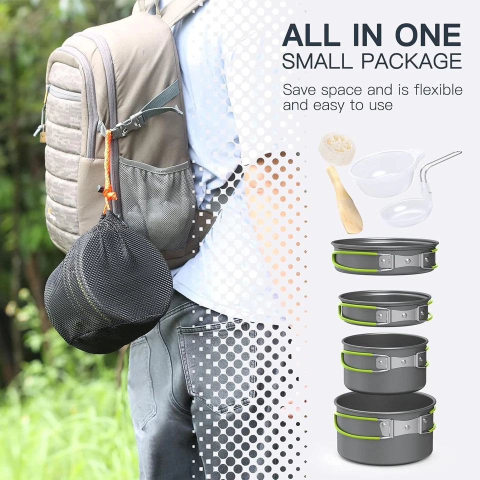 Camping Cookware, 2-3 People Multifunctional Portable Cooking Set