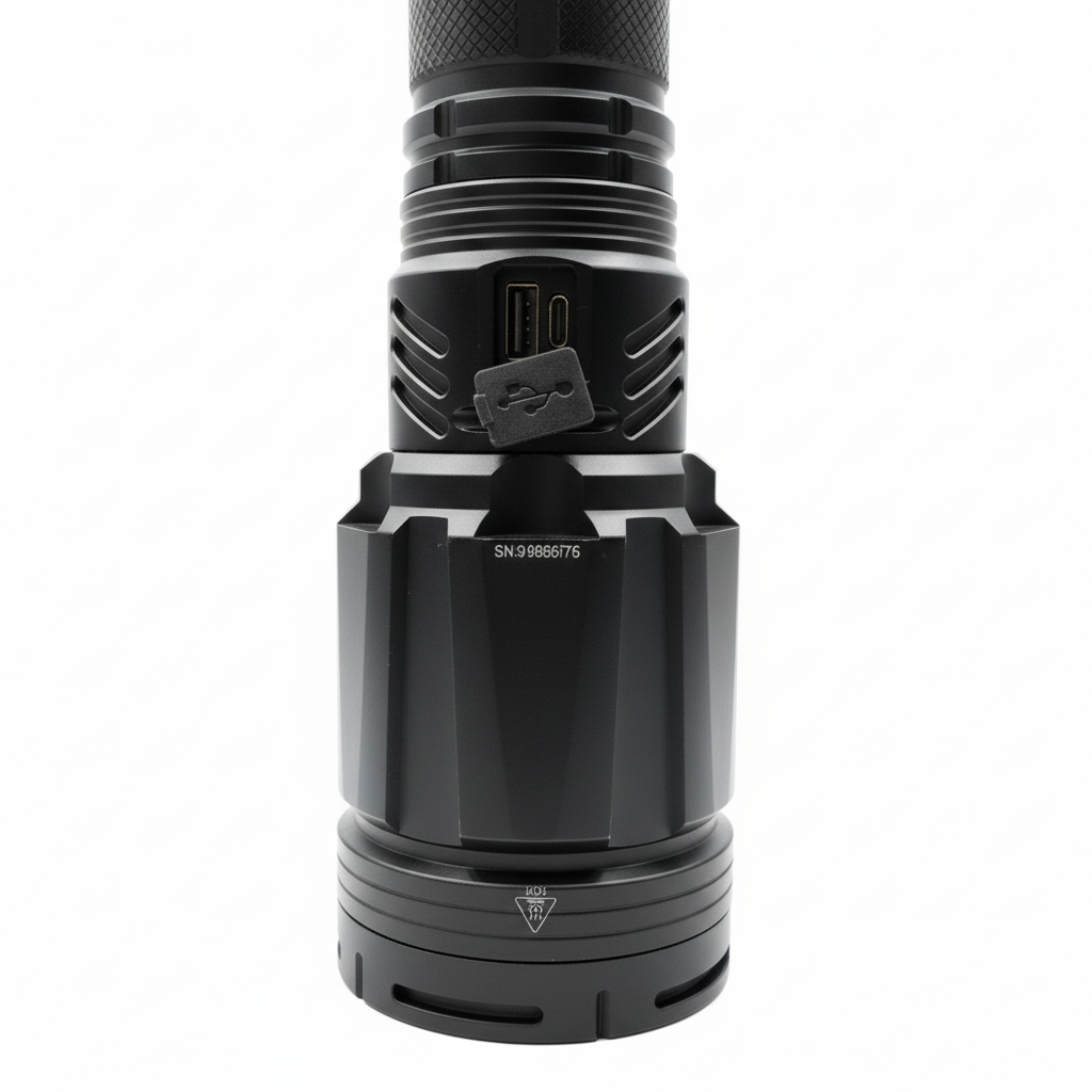 Tactical Flashlight Side View White BG
