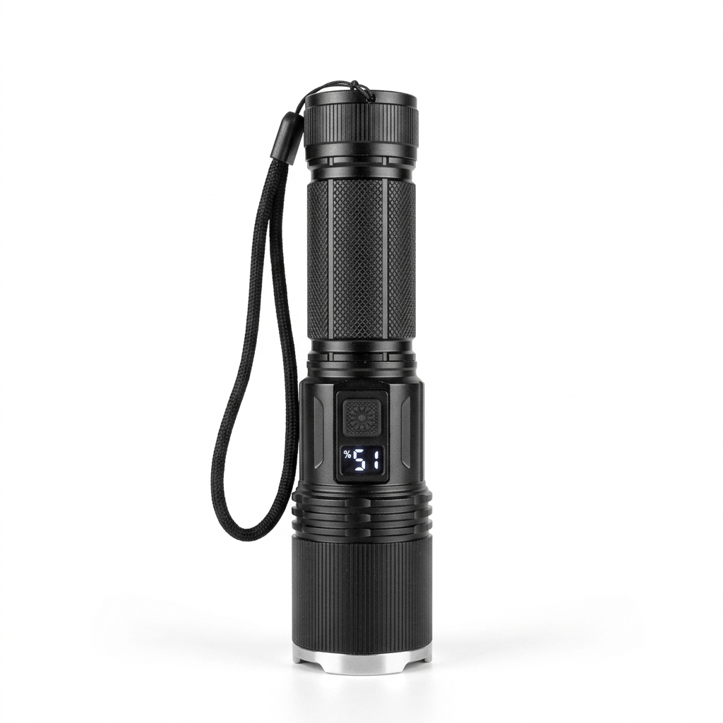 COBA CB-X8 Rechargeable Tactical Flashlight with Laser & Digital Power Display - The Adventure Hut