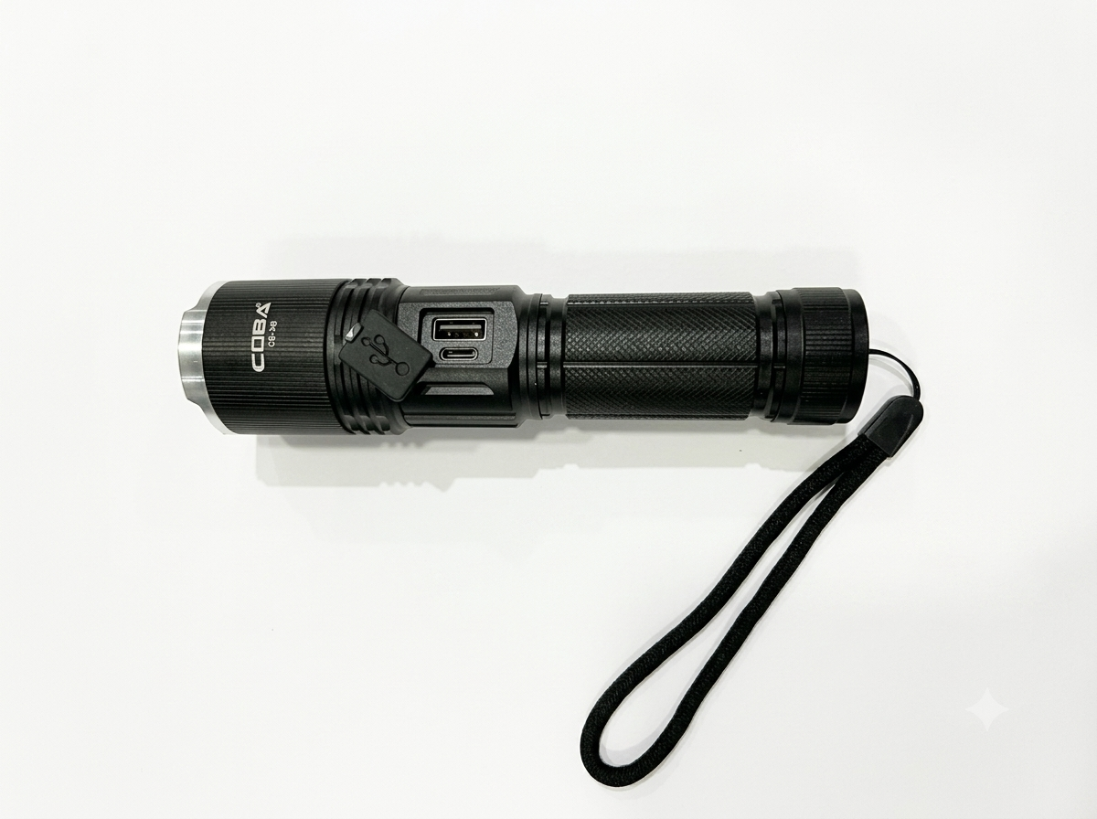 COBA CB-X8 Rechargeable Tactical Flashlight with Laser & Digital Power Display - The Adventure Hut