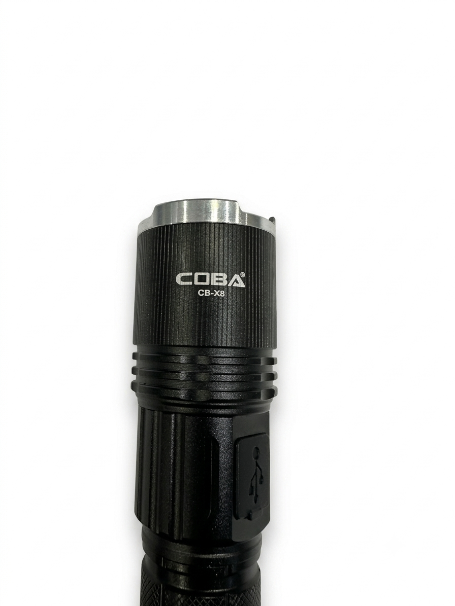 COBA CB-X8 Rechargeable Tactical Flashlight with Laser & Digital Power Display - The Adventure Hut
