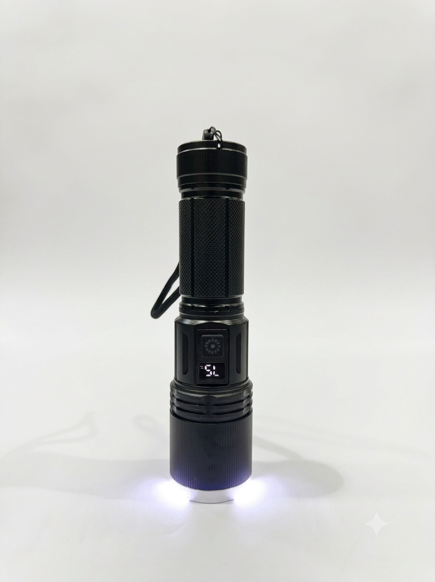 COBA CB-X8 Rechargeable Tactical Flashlight with Laser & Digital Power Display - The Adventure Hut