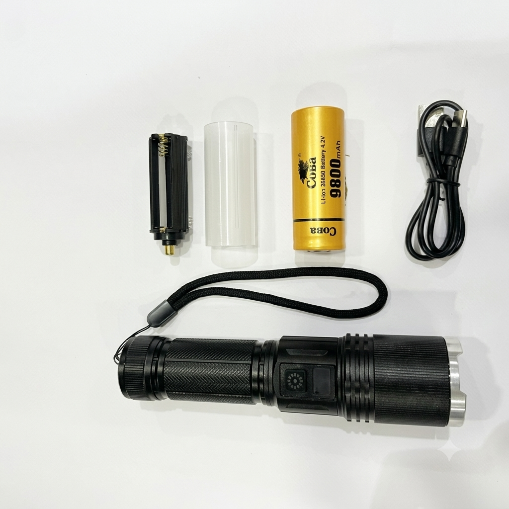 COBA CB-X8 Rechargeable Tactical Flashlight with Laser & Digital Power Display - The Adventure Hut