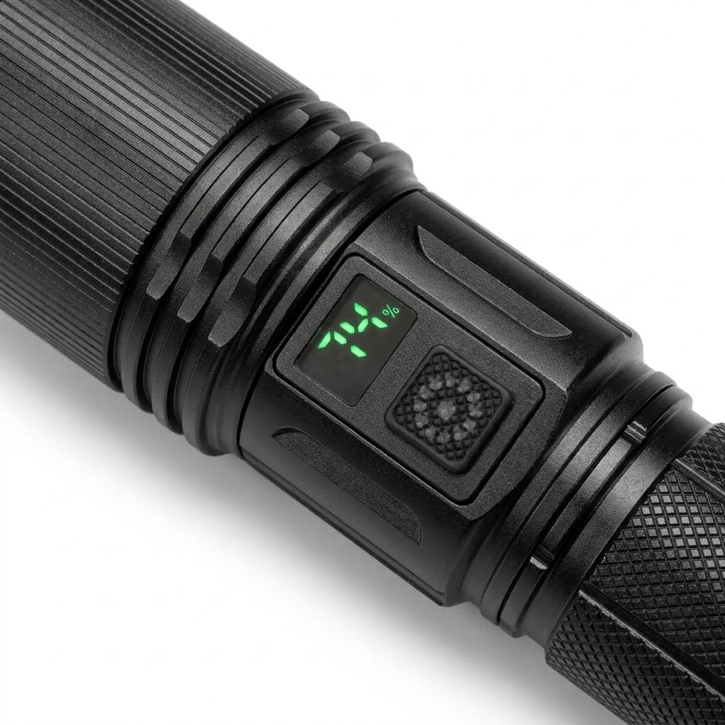 COBA CB-X8 Rechargeable Tactical Flashlight with Laser & Digital Power Display - The Adventure Hut